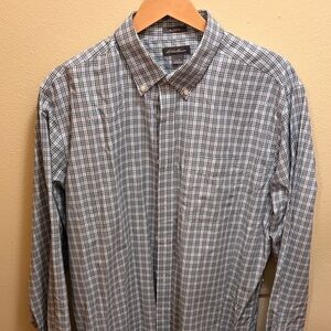 Eddie Bauer Light Blue and Navy Plaid Button-Down Shirt